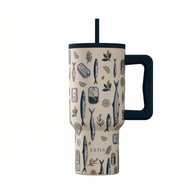 Estia ESTIA ΘΕΡΜΟΣ STRAW TUMBLER XL SAVE THE AEGEAN 900ml SALT LIFE