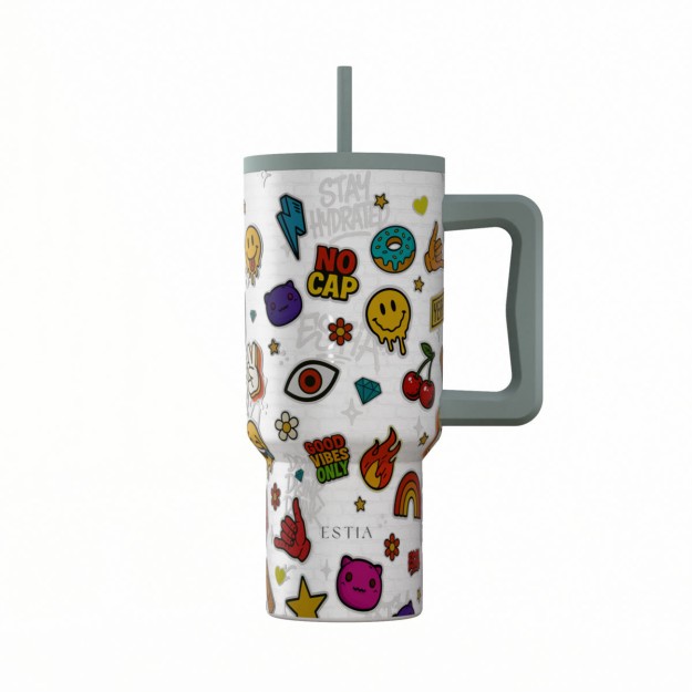 Estia ESTIA ΘΕΡΜΟΣ STRAW TUMBLER XL SAVE THE AEGEAN 900ml URBAN VIBES