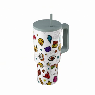 Estia ESTIA ΘΕΡΜΟΣ STRAW TUMBLER XL SAVE THE AEGEAN 900ml URBAN VIBES
