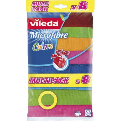 Vileda Colors Πανάκια Καθαρισμού με Μικροΐνες Γενικής Χρήσης Πολύχρωμα 30x30εκ. 8τμχ