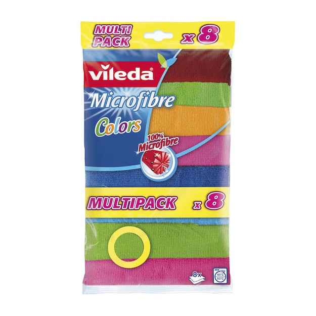 Vileda Colors Πανάκια Καθαρισμού με Μικροΐνες Γενικής Χρήσης Πολύχρωμα 30x30εκ. 8τμχ