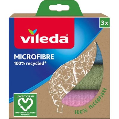 Vileda Microfibre Cloth Πανάκια Καθαρισμού με Μικροΐνες Γενικής Χρήσης Πολύχρωμα 30x30εκ. 3τμχ
