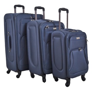 ΣΕΤ 3 ΒΑΛΙΤΣΕΣ ANKOR ΥΦΑΣΜΑΤΙΝΕΣ 37x24x50εκ. 42x28x60εκ. ΚΑΙ 46x32x70εκ. ΜΕ 4 ΡΟΔΕΣ ΜΠΛΕ