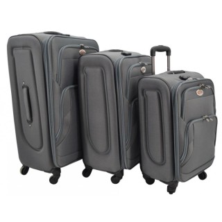 ΣΕΤ 3 ΒΑΛΙΤΣΕΣ ANKOR ΥΦΑΣΜΑΤΙΝΕΣ 37x24x50εκ. 42x28x60εκ. ΚΑΙ 46x32x70εκ. ΜΕ 4 ΡΟΔΕΣ ΓΚΡΙ