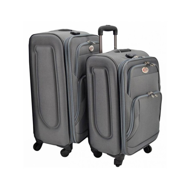 ΣΕΤ 2 ΒΑΛΙΤΣΕΣ ANKOR ΥΦΑΣΜΑΤΙΝΕΣ 37x24x50εκ. ΚΑΙ 42x28x60εκ. ΜΕ 4 ΡΟΔΕΣ ΓΚΡΙ