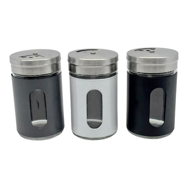 ΣΕΤ 24 ΤΕΜ ΑΛΑΤΟΠΙΠΕΡΑ ΧΡΩΜΑΤΙΣΤΑ INOX ΜΕ ΓΥΑΛΙ 70ml 4,8x4,8x8,2εκ ANKOR