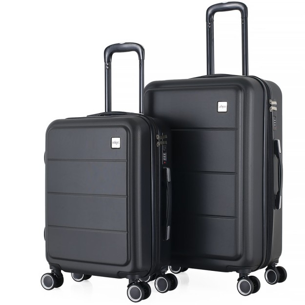 ΣΕΤ 2 ΒΑΛΙΤΣΕΣ ANKOR ABS 37x27x55εκ. ΚΑΙ 41x31x65εκ. ΜΕ ΕΠΕΚΤΑΣΗ ΚΑΙ 4 ΡΟΔΕΣ ΜΑΥΡΟ