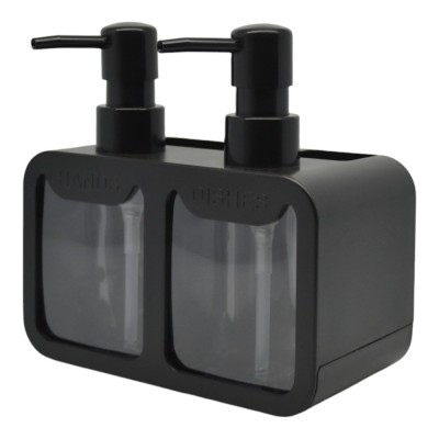 DISPENSER ΚΟΥΖΙΝΑΣ ΠΛΑΣΤΙΚΟ ΔΙΠΛΟ ΜΑΥΡΟ ΜΕ ΘΗΚΕΣ HANDS AND DISHES 17x9,3x16,7εκ.ANKOR