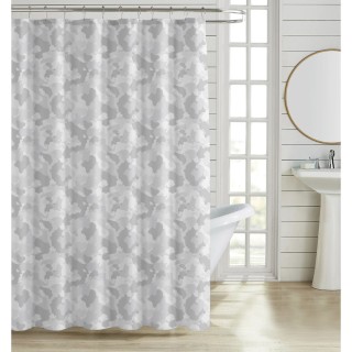 ΚΟΥΡΤΙΝΑ ΜΠΑΝΙΟΥ ΠΟΛΥΕΣΤΕΡΙΚΗ 180x180εκ 90gsm ΜΕ 12 ΚΡΙΚΟΥΣ ΑΦΗΡΗΜΕΝΟ ΜΟΤΙΒΟ ΣΕ ΓΚΡΙ ΧΡΩΜΑ ANKOR
