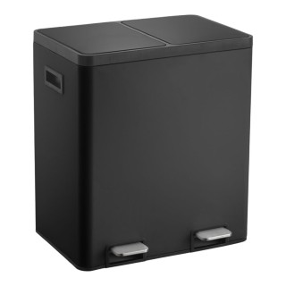 ΚΑΔΟΣ ΑΠΟΡΡΙΜΑΤΩΝ ΔΙΠΛΟΣ 20L ΚΑΙ 20L SOFT CLOSE ΙΝΟΧ ΜΑΥΡΟ ΜΑΤ ANKOR