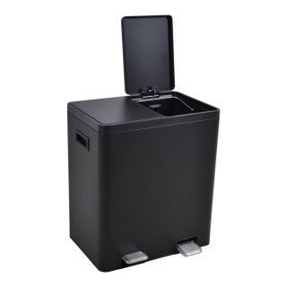 ΚΑΔΟΣ ΑΠΟΡΡΙΜΑΤΩΝ ΔΙΠΛΟΣ 20L ΚΑΙ 20L SOFT CLOSE ΙΝΟΧ ΜΑΥΡΟ ΜΑΤ ANKOR